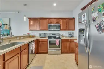 Kitchen with all stainless steel appliances