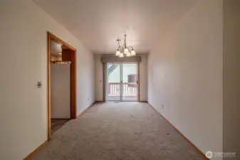 Dining room with slider to deck