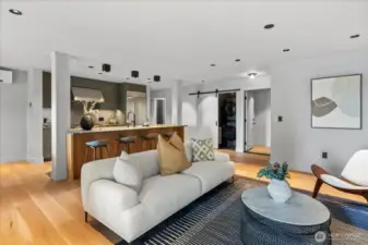 Lower level ADU open concept kitchen-living-dining