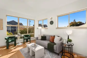 Large picture windows provide year round light.