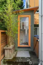 Exterior storage doubles as a cute playhouse!