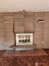 Large Feature fireplace and hearth in spacious living room