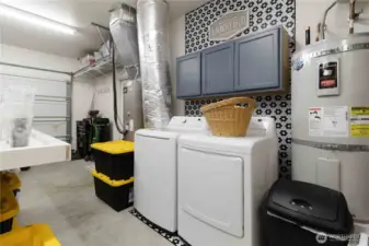 Laundry area in the garage