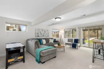 Rec room with access to the covered patio