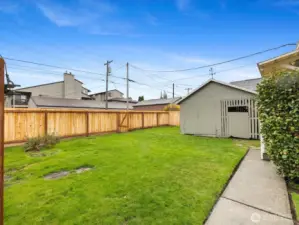 The back yard is fully fenced.