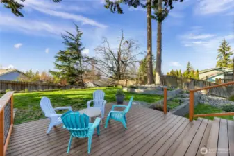 Second level of expansive deck just adding more entertaining and place for enjoyment!