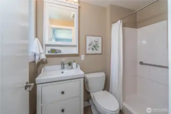 3/4 that with easy access shower w/ grab bar.