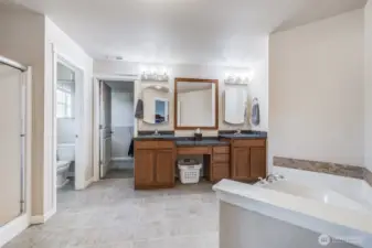 Primary en-suite Bathroom W/ Walk in closet.