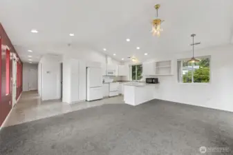Kitchen is open to the living area