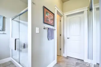 Continuation of primary bath, private toilet room, huge walk in closet plus double sized linen closet.