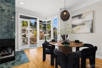 French doors out to the private balcony.