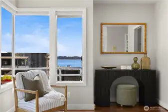 To the right is a large walk-in closet.