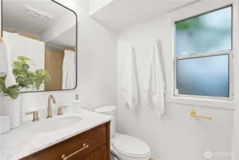 Main level full bathroom.