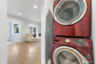 Laundry, next to secondary bathroom & bedrooms.