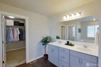 Primary bathroom. Staged & Virtually Staged.