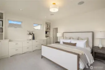 Primary Suite with wall of built-in dressers