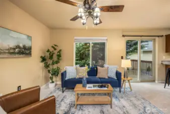Main living area. Sliding door leads to your private balcony