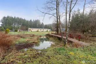 Seasonal creek with bridge