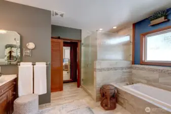 Spacious primary bath is a dream.