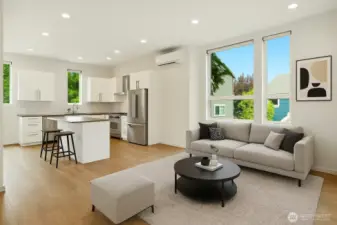 2nd floor living, chef's kitchen and formal dining area!