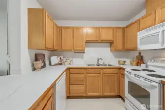 This roomy kitchen is stacked with plenty of storage.