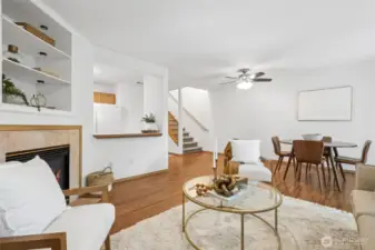 A look at the living room and dining area.