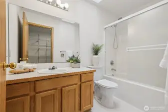 Full bathroom conveniently located in the primary bedroom.