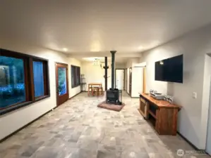 living room at dusk