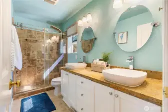 Secondary Bathroom with fantastic multi-head shower