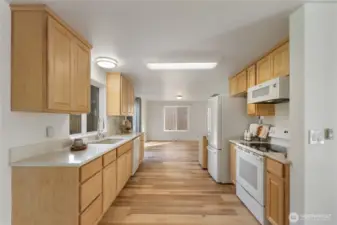 Updated kitchen cabinets, countertops and appliances.