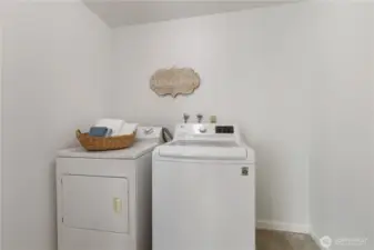 Utility room located upstairs.