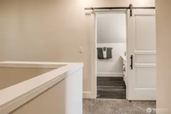 Barn doors on hall bathroom