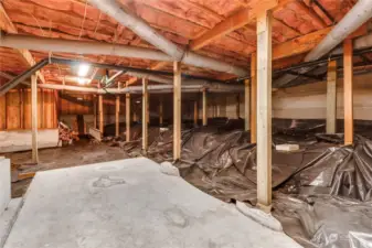 The crawlspace/basement is well kept, clean and dry.