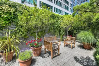 Beautiful seating areas are scattered throughout the lush landscaping.