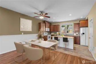 Dining Room w/Ceiling Fan is adjacent to the spacious Kitchen.