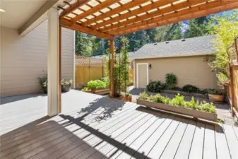 View as you leave the Mudroom. Covered Trex Deck!
