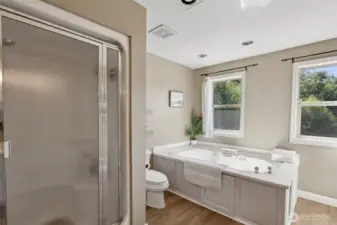 Unwind and recharge in the luxurious soaking tub, the perfect retreat to melt away the stress of the day.