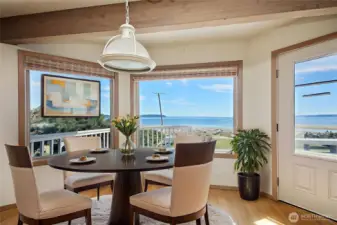 Breakfast with a view, or  perhaps step out to the large deck to enjoy your coffee at waters-edge.