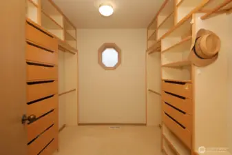 You'll have a walk-in closet system to keep you organized.