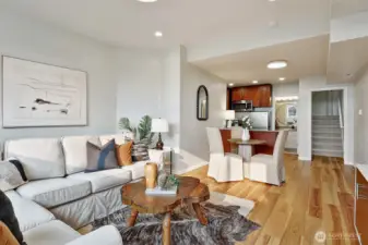 Lower level living room, kitchen w/eating area and 3/4 bathroom.