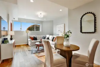 Another view of the lower level living area, you can see the Puget Sound and Olympic Mountains from this room too!