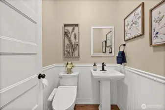 Powder room just off dining room