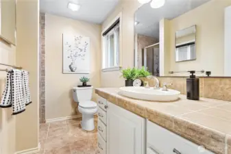3/4 bathroom off of the Primary Bedroom.
