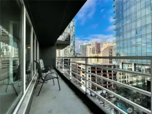 Deck spans full length of unit