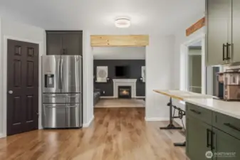 Walk in pantry to the left; refrigerator stays!