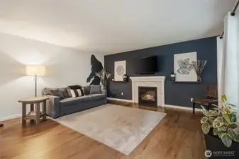 Cozy, warm, elegant!!  Love the ambiance of the gas log fireplace!