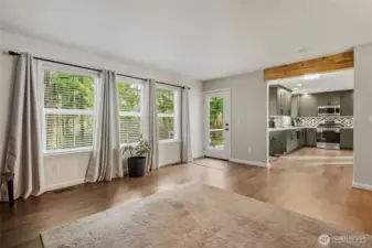 Back door access to the deck and yard.