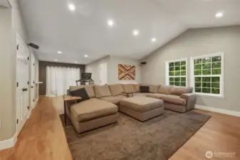 Vaulted ceiling here also, and lots of recessed lighting. Two "secret" storage rooms within this room!!