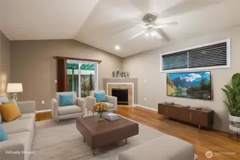 Family room with virtual staging