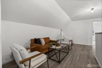 The 2nd story landing space could be turned into a kitchenette with a true multigenerational living space.